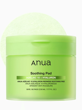 Заспокійливі тонер-педи з азелаїновою кислотою ANUA Azelaic 10 Hyaluron Redness Soothing Pad 90 шт